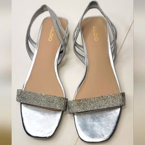 Aldo brand Silver Rhinestone Heeled Sandals
